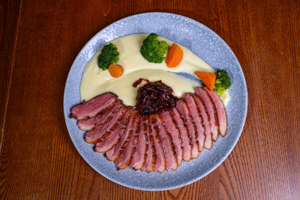 istock Delicious grilled duck breast fillet with potatoes 2190242569