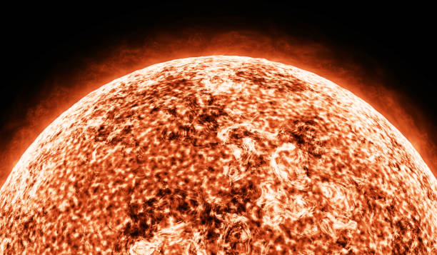 Sun Red Giant Star in Space with Flames and Heat. Sun Background in Space 3d render.