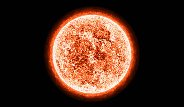 Sun Red Giant Star in Space with Flames and Heat. Sun Background in Space 3d render.