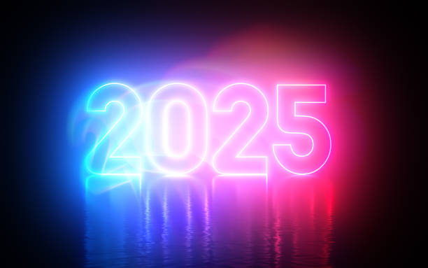 istock Glow in the Dark New Year 2025, Neon Light Colorful 2190244418