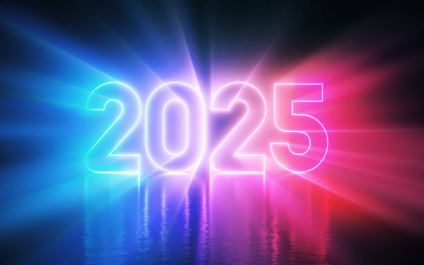 istock Glow in the Dark New Year 2025, Neon Light Colorful 2190244439