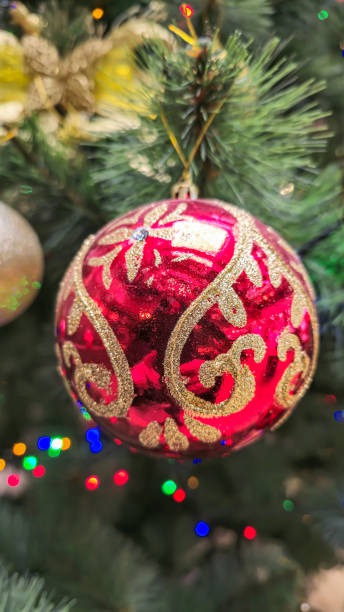 istock Decorated Christmas tree with festive toys Christmas atmosphere. copy space 2190246382
