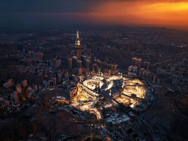 istock Aerial night of Mecca’s Grand Mosque and Clock Tower 2190249241