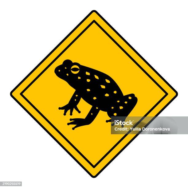 Tanda Rambu Hewan Katak Tanda Jalan Kuning Ikon Vektor Amfibi Kodok Peringatan Rambu ...