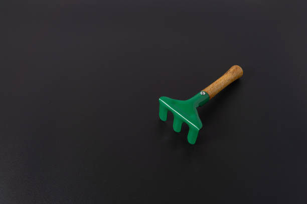 Gardening equipment with a copy space on black background