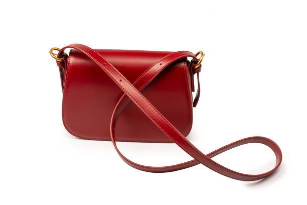 istock Burgundy shoulder leather bag isolated on white background. 2190266715