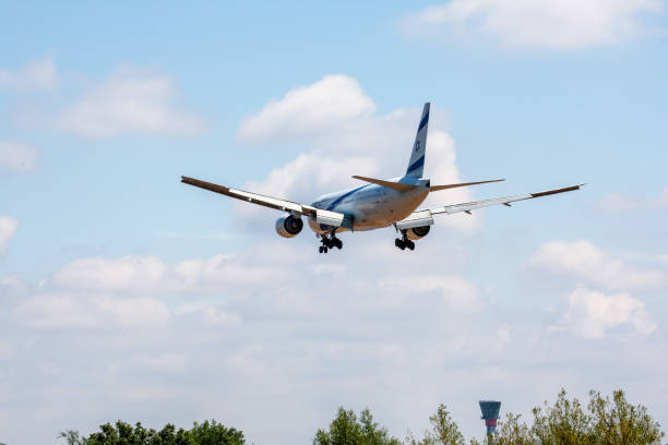 4X-ECE Boeing 777-258(ER) El Al London Heathrow UK 15-07-2018. High quality photo. Aircraft rear view on final approach to the runway.