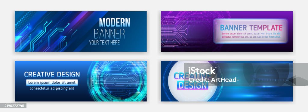 Hightech Horizontal Banner Template Modern Banner Design With ...