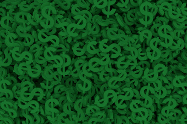 istock Pile of green dollar symbols background 2190273917