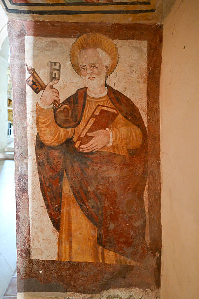 Matera, Basilicata, Italy - Aug 10, 2023: The medieval rock church San Pietro Barisano carved into the tuff, in the old town of the ancient Italian city