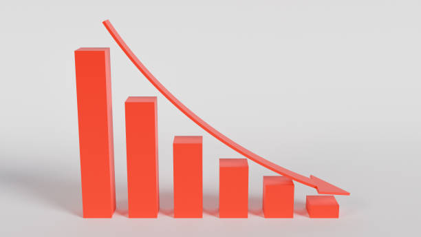istock Illustration of a 3D bar graph with descending arrow 2190281291
