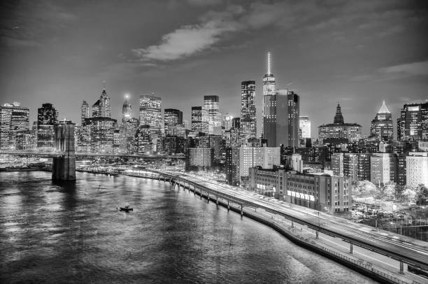 istock Illuminated Lower Manhattan Skyline from Brooklyn Bridge at Night, Capturing NYC’s Magic 2190286144