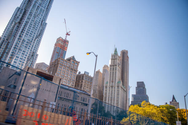 Buildings of Lower Manhattan from Brooklyn Bridge.