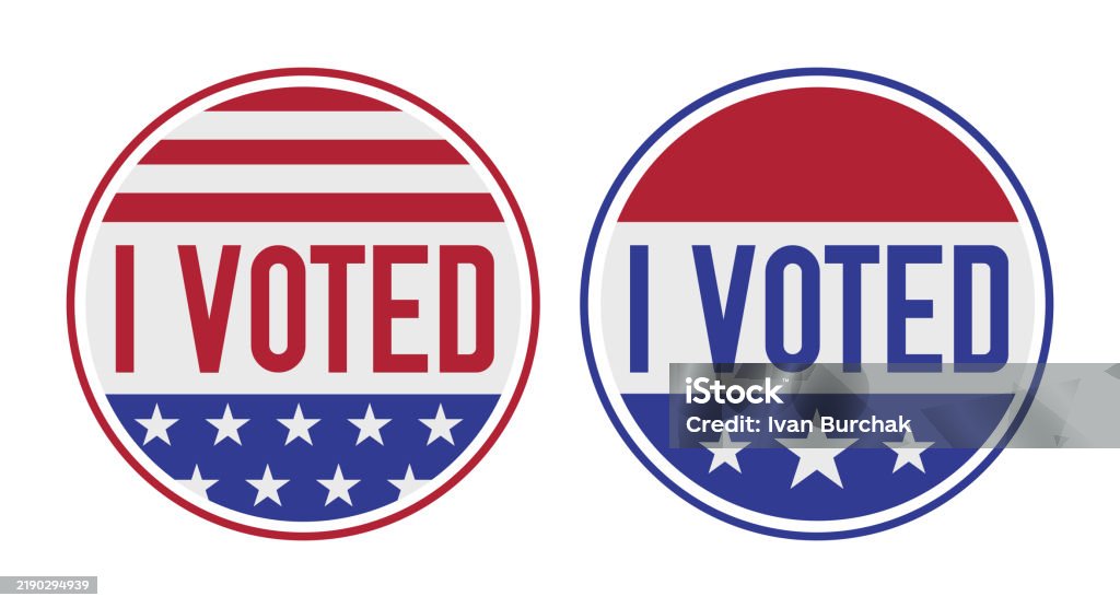 I Voted Round Sticker American Elections Flat Vector Illustration ...