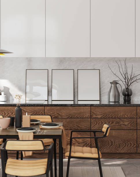istock Frame mockup in simple cozy Scandinavian kitchen 2190296780