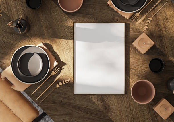 istock Frame mockup in simple cozy Scandinavian kitchen 2190296801
