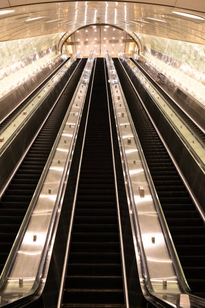 istock Clean, new and modern escalator with no people, Grand Central Station 2190298874