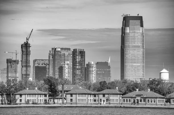 Stunning Lower Manhattan Skyline, Featuring NYC's Famous Skyscrapers and Architecture.