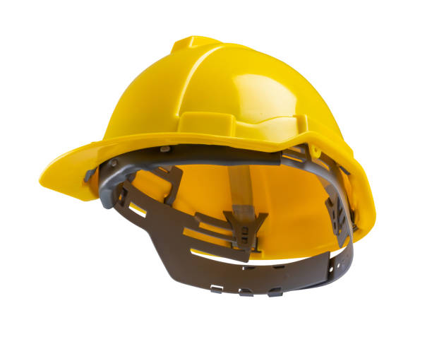 istock Yellow safety construction helmet isolated on white background 2190303791