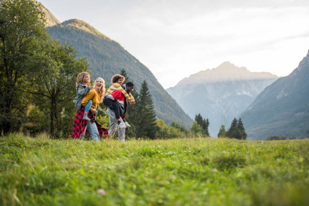 Diverse Family Enjoying Mountain Outing