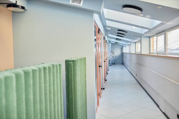 istock Corridor with Skylight Windows and Individual Rooms in Office Center 2190314634