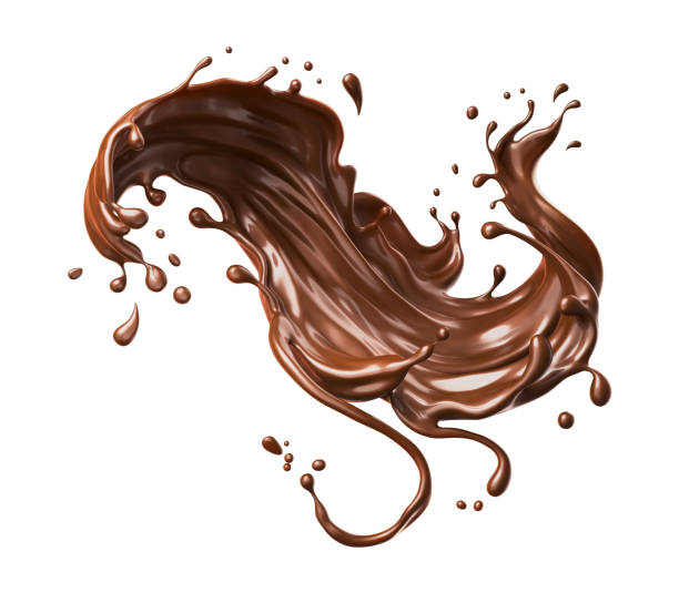 istock Dark Chocolate splash, Chocolate Milk or Syrup Flowing, 3d illustration. 2190319114