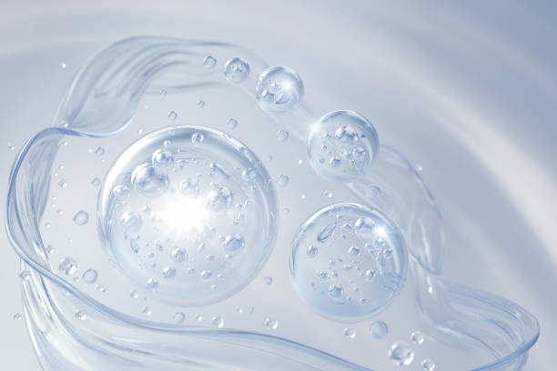 istock cosmetic moisturizer water molecule, Cosmetic Essence, Liquid bubble, Molecule on blue background, 3d rendering 2190319141