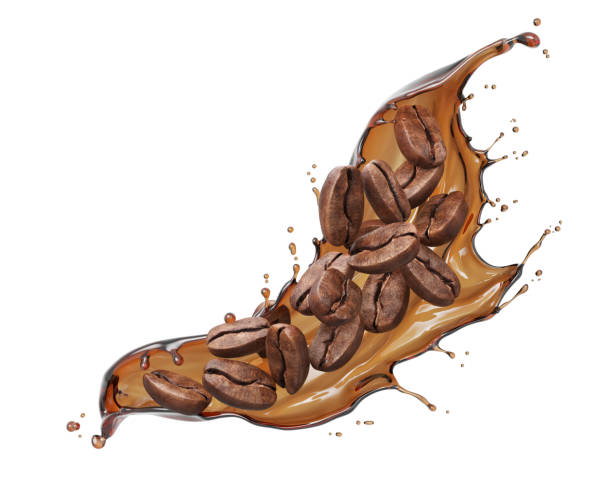istock Coffee water splash with Coffee Bean falling, 3d illustration. 2190319144