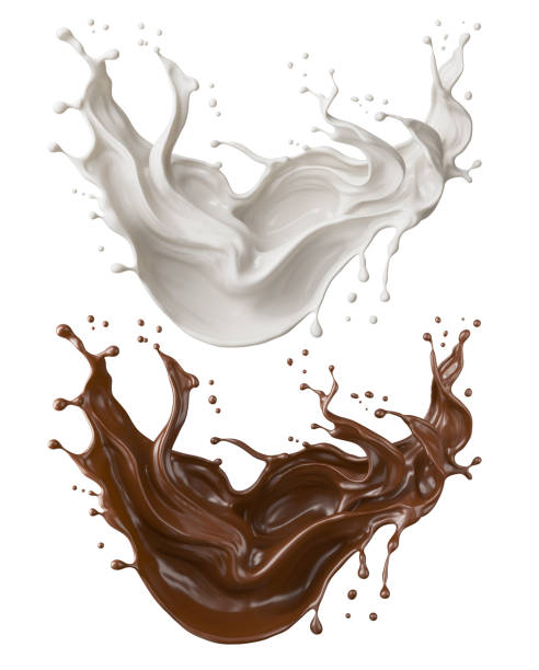 istock Milk and Chocolate splash, Milkshake and Cocoa pouring, include Clipping path, 3d illustration. 2190321030