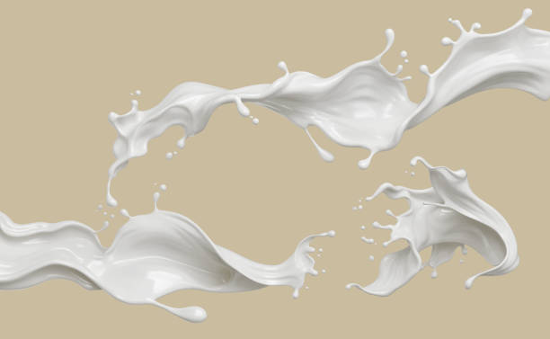 Set of Milk splash and pouring, yogurt or cream include Clipping path, 3d illustration.