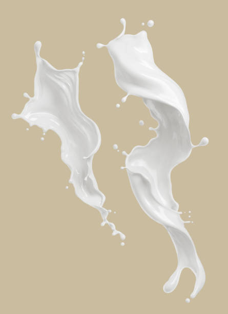 istock Set of Milk splash and pouring, yogurt or cream include Clipping path, 3d illustration. 2190321077