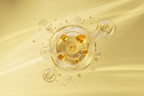 istock cosmetic oil or moisturizer serum with molecule, Cosmetic Essence, Liquid bubble, 3d rendering 2190321104