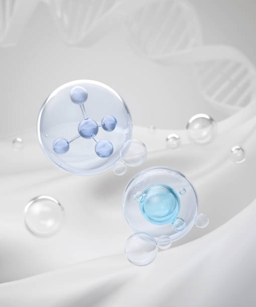 istock cosmetic moisturizer water molecule, Cosmetic Essence, Blue Liquid bubble, 3d rendering 2190321107