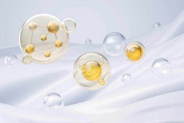 istock cosmetic moisturizer water molecule, Cosmetic Essence, Blue Liquid bubble, 3d rendering 2190321108