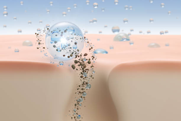 istock 3d illustration of cosmetics solution blackhead removal, Cleansing foam absorb dirty skin Water deep skin cleaning, 2190321180