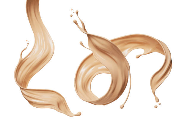 istock Liquid foundation splash element, fluid cosmetic cream 3d illustration. 2190323344