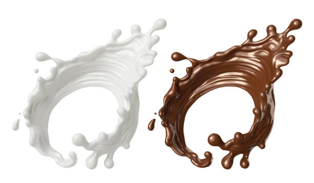 istock Milk and Chocolate splash, Milkshake and Cocoa pouring, include Clipping path, 3d illustration. 2190323354