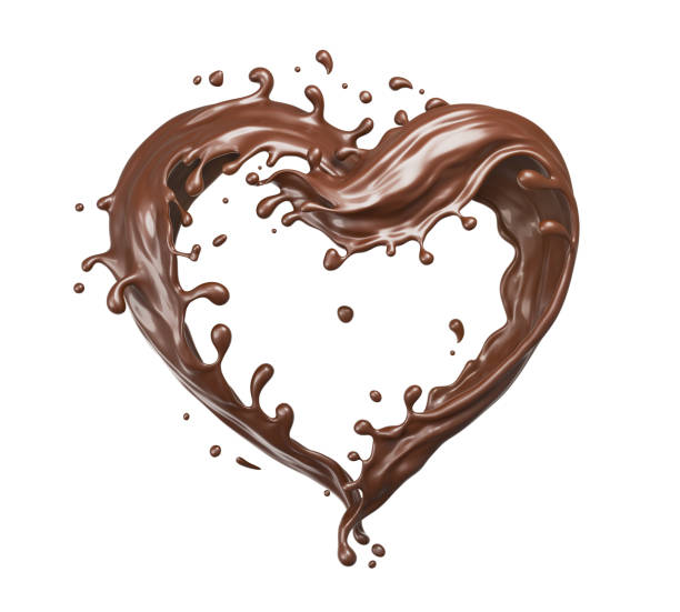 istock Chocolate splash in the shape of a heart include clipping path, 3d rendering. 2190323404