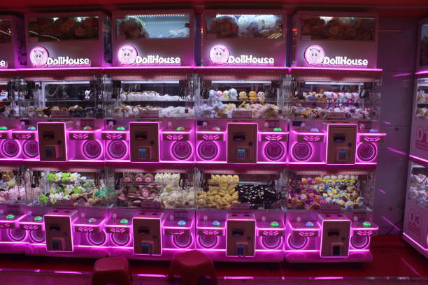 Dollhouse Claw Machines Seoul, South Korea-December 17, 2024: Dollhouse plush toy claw machines inside Jamsil train station, in Jamsil, Seoul korean doll stock pictures, royalty-free photos & images