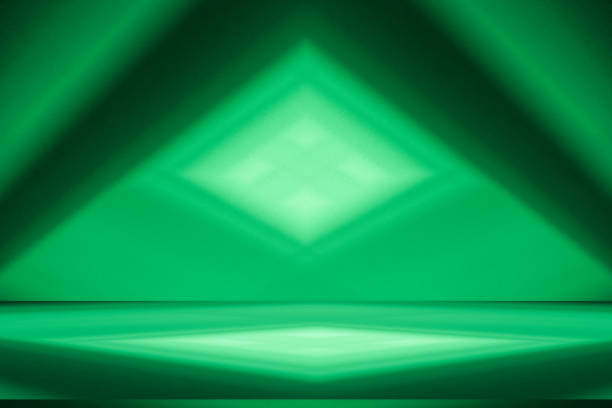 Studio style background wall decoration presentation uses white and green tones. with shadows cast from a nearby window, concept creating a decorative