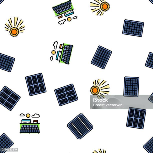 Solar Patterns Vector Solar Panels Energy Sun Seamless Pattern Vector Stock Illustration ...