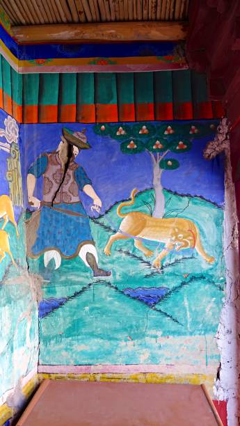 istock Thanka wall paintings in Sankar Monastery or Gompa Leh, Ladakh, India. Sankar gompa has 108 volumes of Buddha teachings and three images of the present, Buddha, future Buddha, Past Buddha. 2190334318