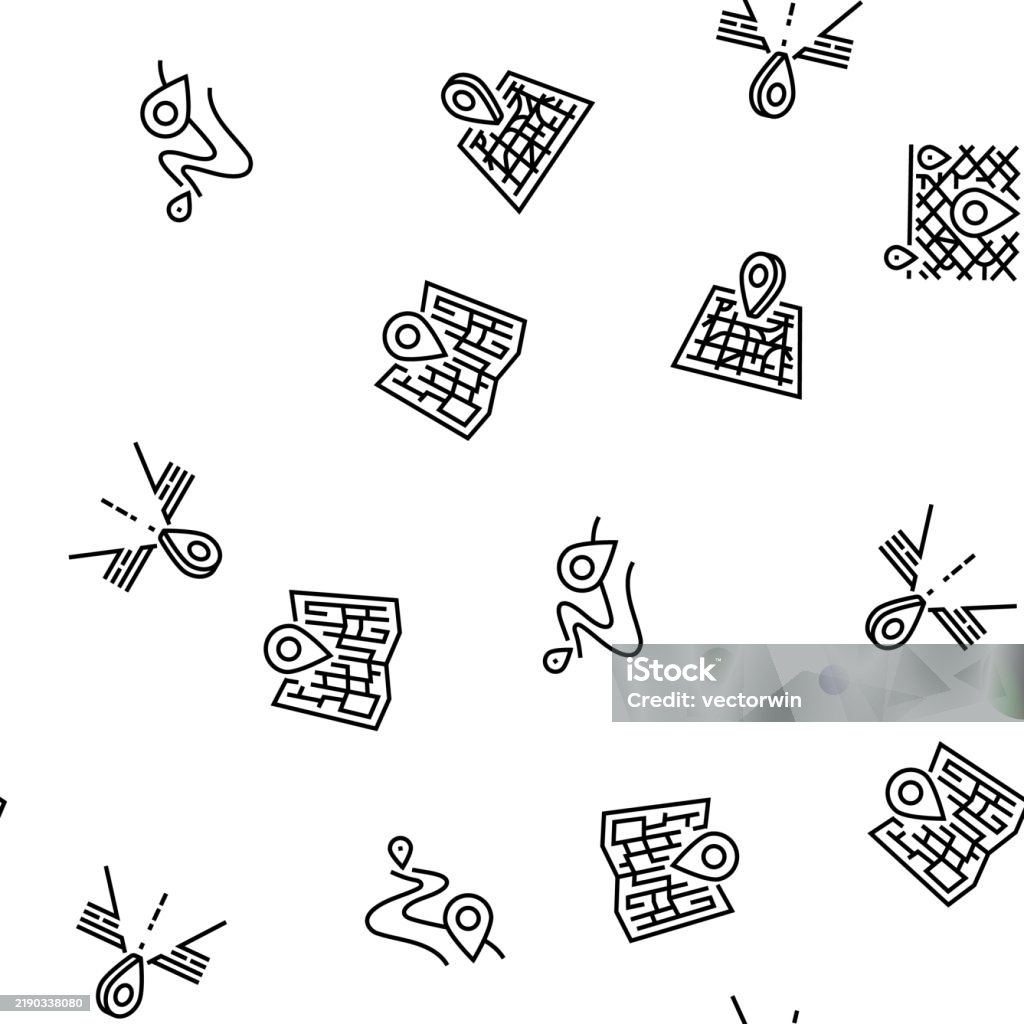 Map Pattern Pin Dropper Location Pin Map Point Seamless Pattern Vector Stock Illustration ...