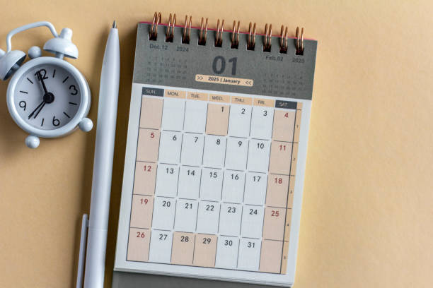istock Hello, January. January 2025 planning calendar on your desktop. 2190338207