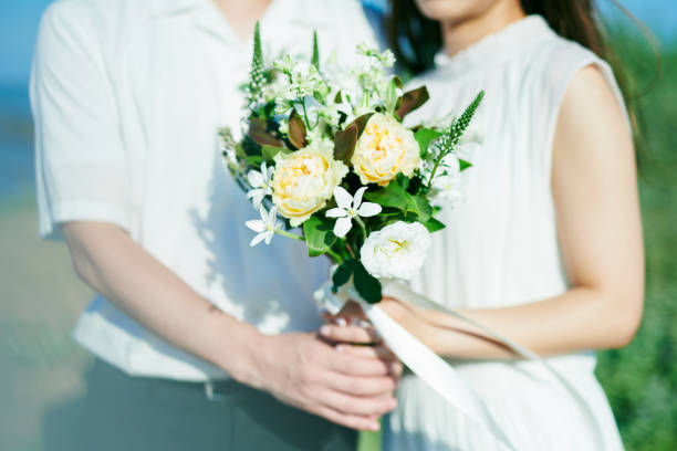 istock A wedding couple in the blue sky 2190347055