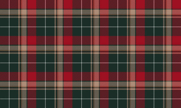 istock Plaid fabric pattern, green, red, cream, bright colorful cross lines, seamless for textiles, and for designing clothes, skirts or decorative fabrics. Vector illustration. 2190348720