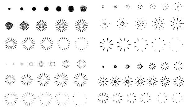 Fireworks Black and White Flat Design Animation Motion Sequence Frame Vector Set Fireworks Animation EPS10 File Format fireworks vector simple stock illustrations
