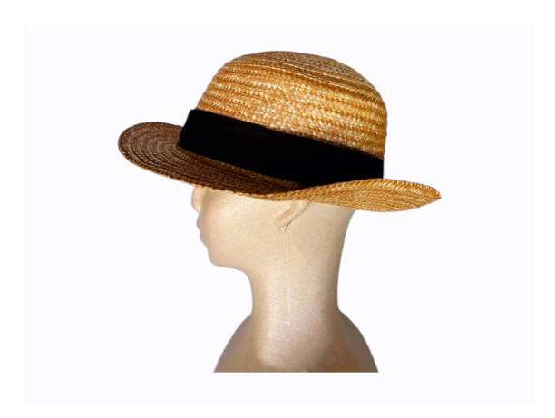 istock Brown straw hat with black headband 2190350755