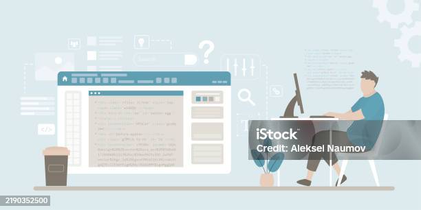 Software Backend Development Work Process With Program Code Programmer ...