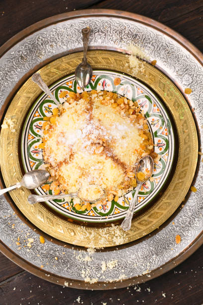 Moroccan Seffa, sweet semolina couscous with raisin